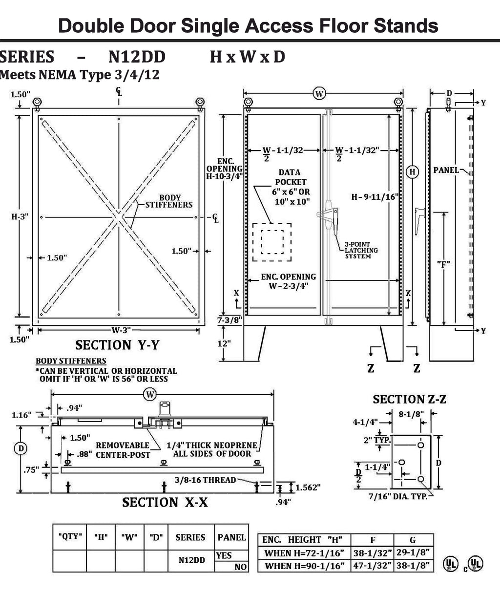 NEMA 3/4/12 Free Standing & Pad Mount Enclosures - Single & Double Door