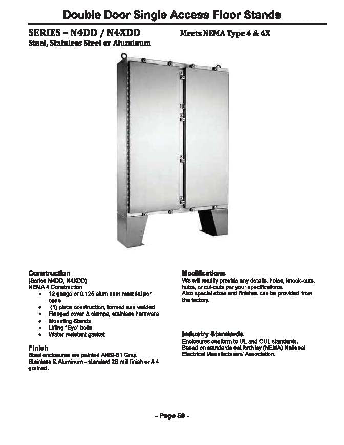 NEMA 4X Free Standing & Pad Mount Enclosures - Single & Double Door