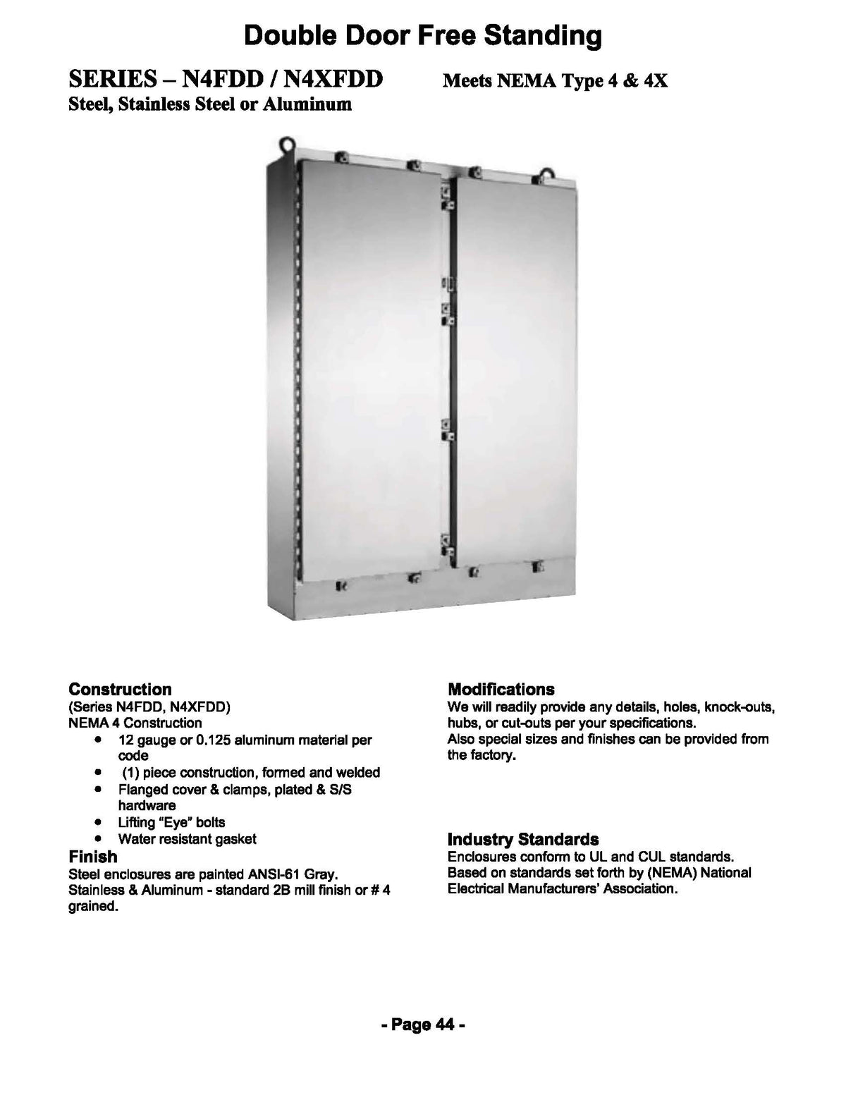 NEMA 4X Free Standing & Pad Mount Enclosures - Single & Double Door