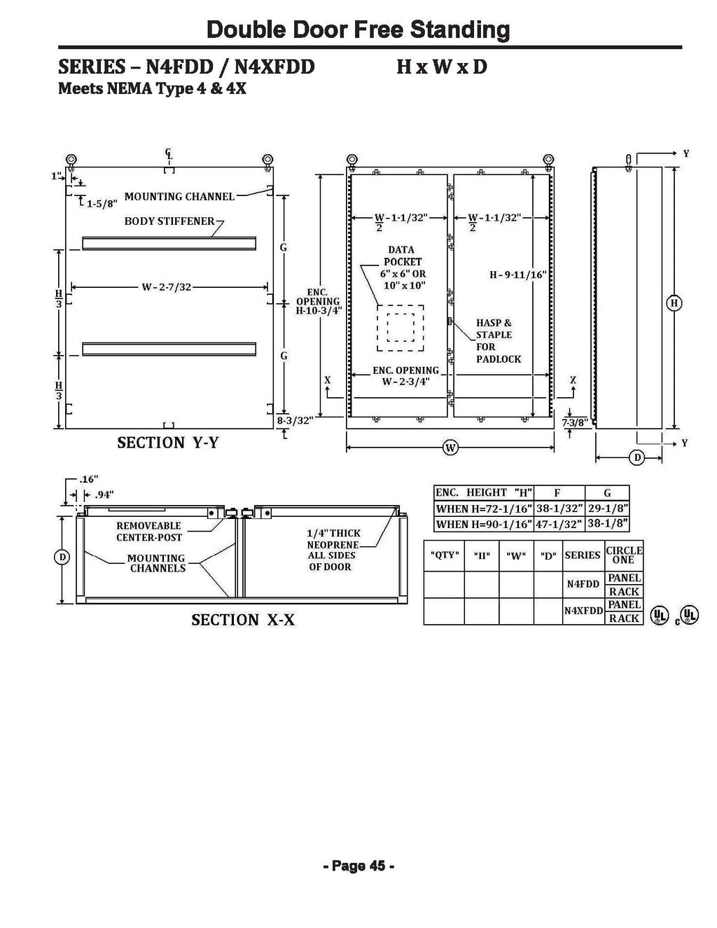 NEMA 4X Free Standing & Pad Mount Enclosures - Single & Double Door