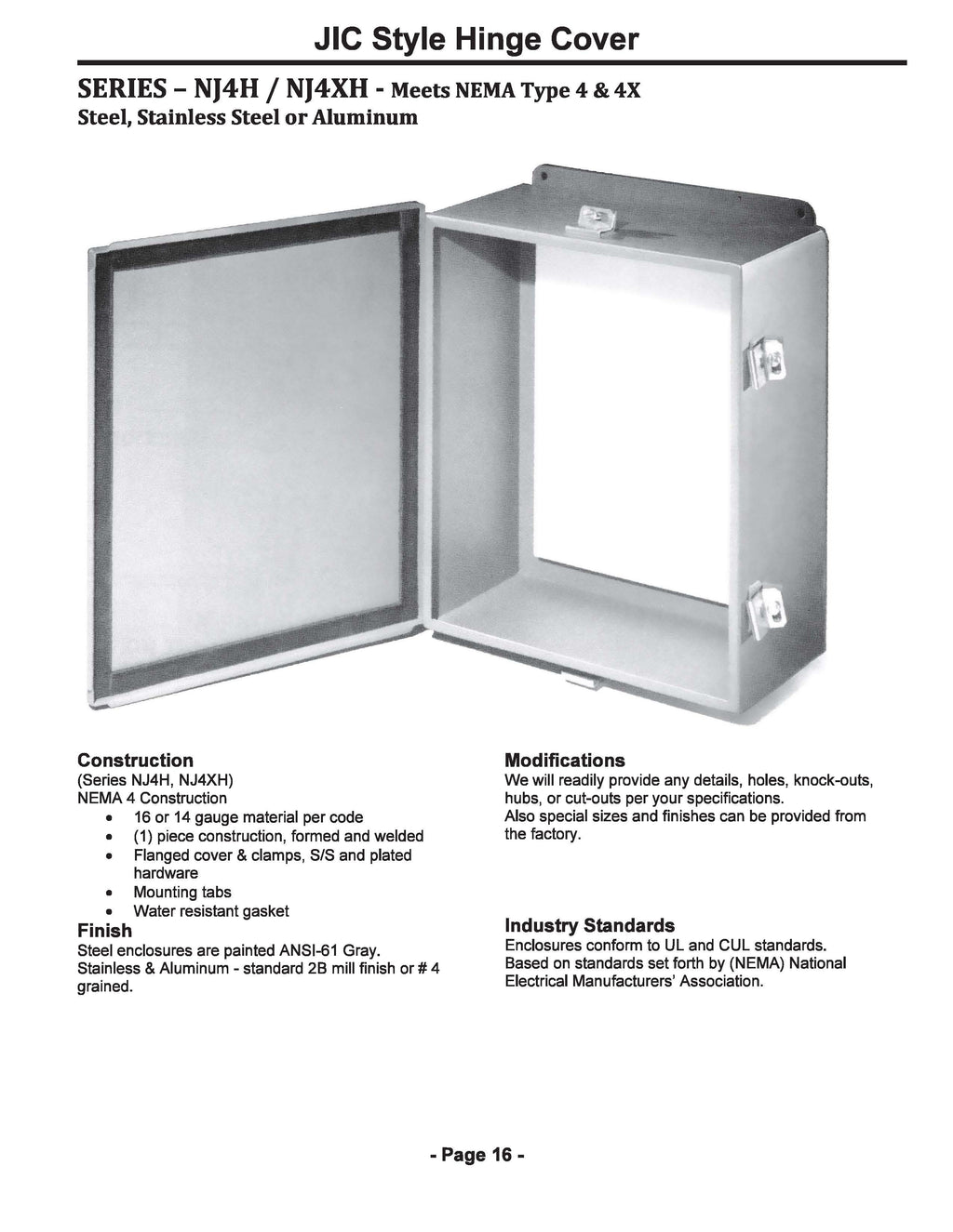 NEMA 4X Hinge Cover Wall Mount Enclosures - Single & Double Door