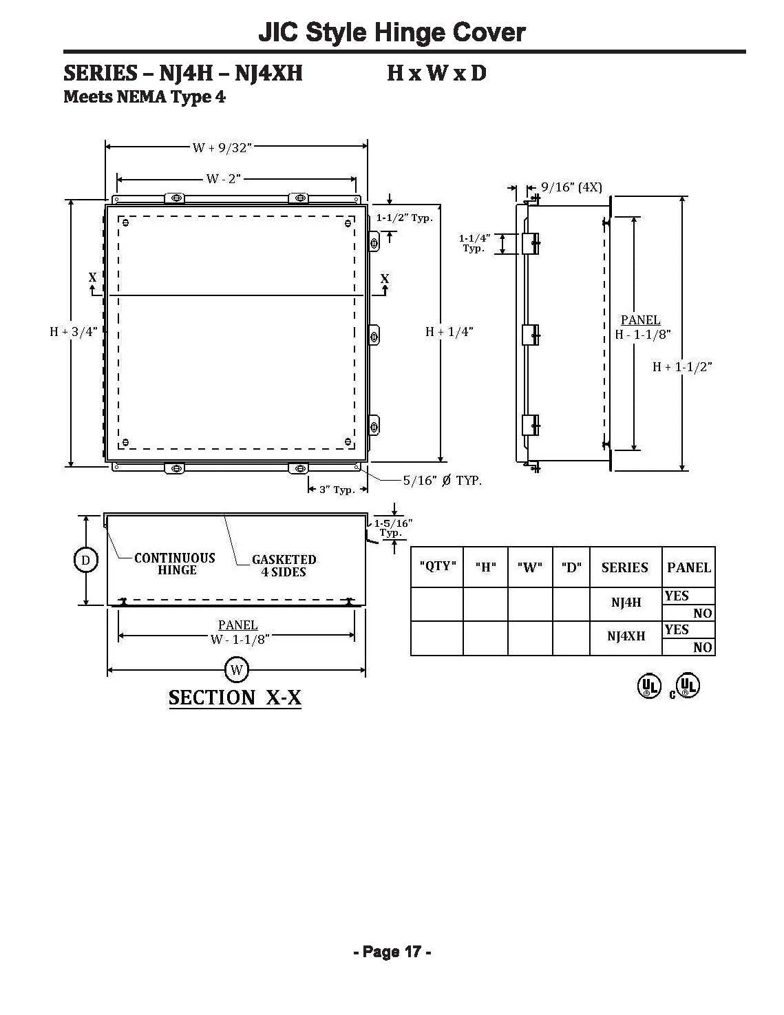 NEMA 4X Hinge Cover Wall Mount Enclosures - Single & Double Door