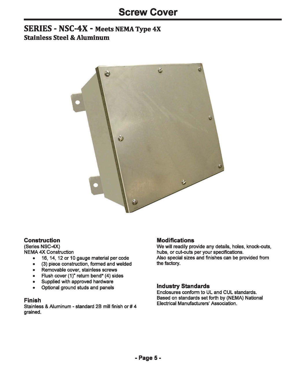 NEMA 4X Screw Cover Wall Mount Enclosures