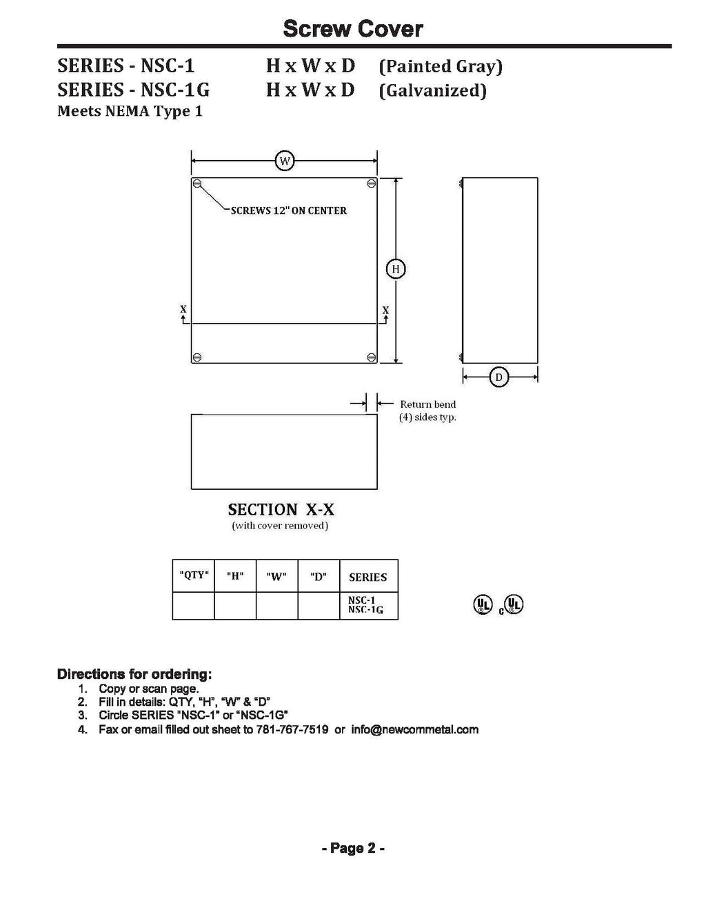 NEMA 1 Screw Cover Wall Mount Enclosures