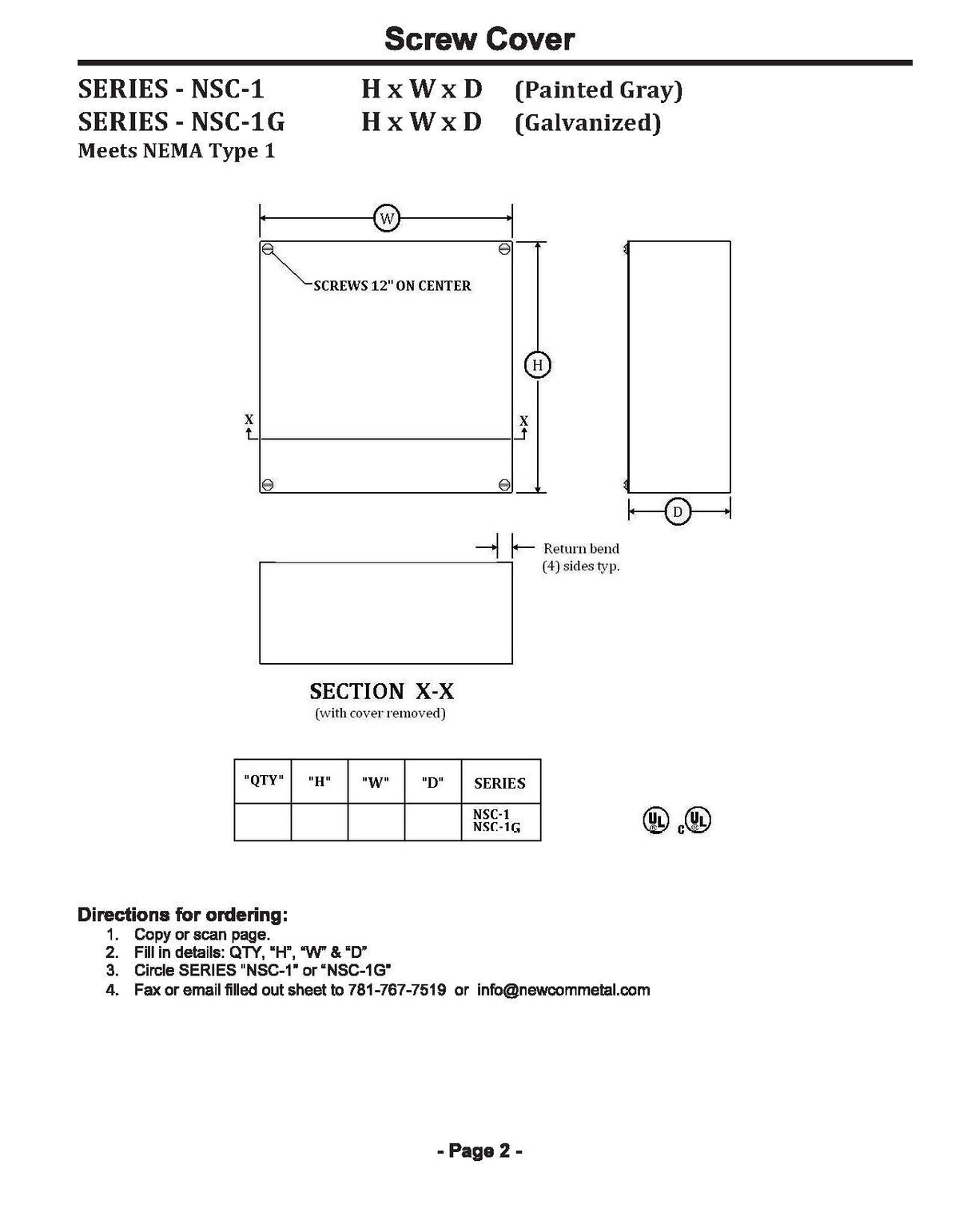 NEMA 1 Screw Cover Wall Mount Enclosures