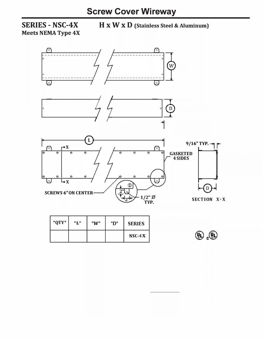 NEMA Trough Type 1, 3R & 4X