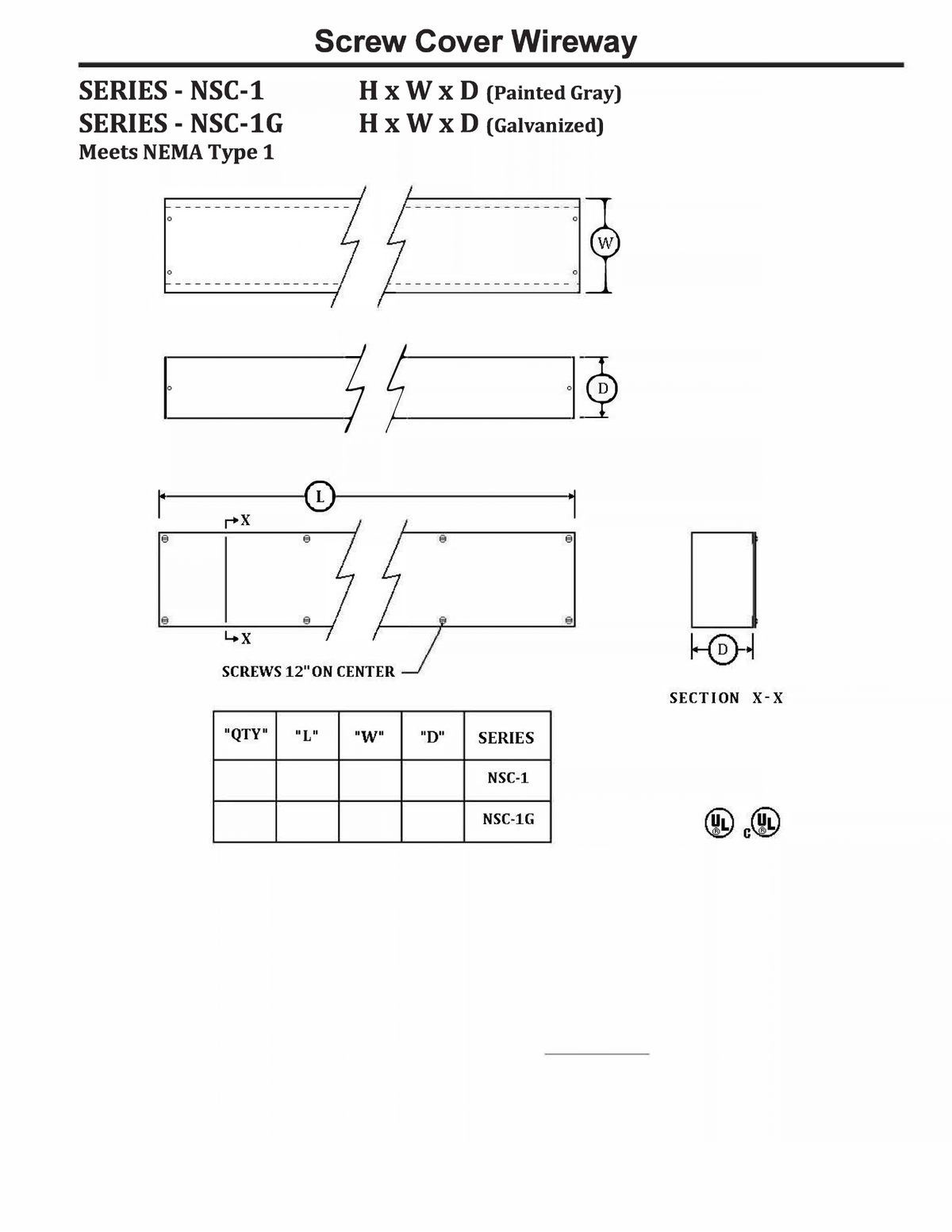 NEMA Trough Type 1, 3R & 4X