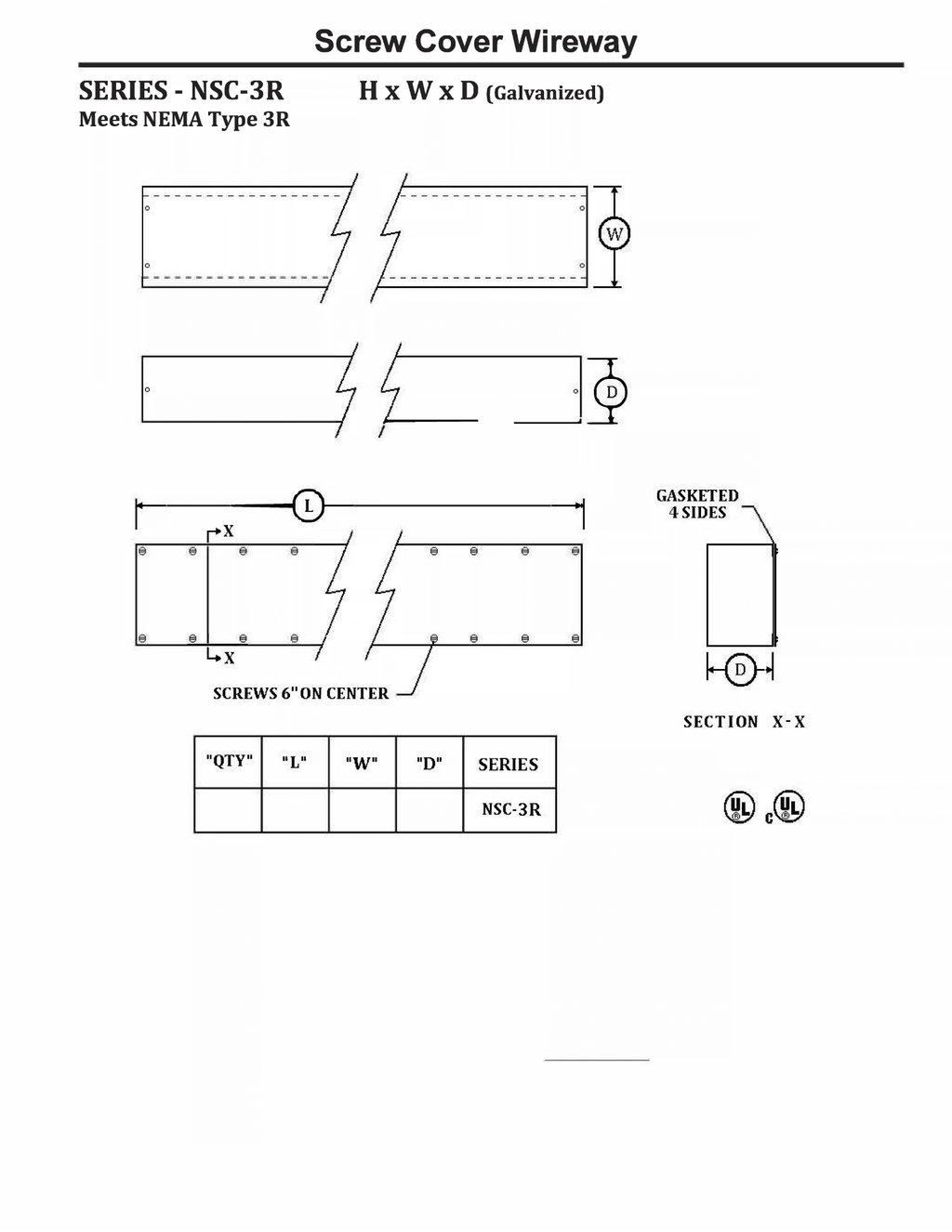 NEMA Trough Type 1, 3R & 4X